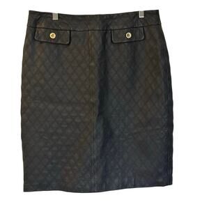 Leather Quilted Skirt sz 10 100% Leather Knee Length A Line Skirt